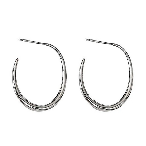 Sterling Silver Hoop Minimalist Earrings - Picture 5 of 8